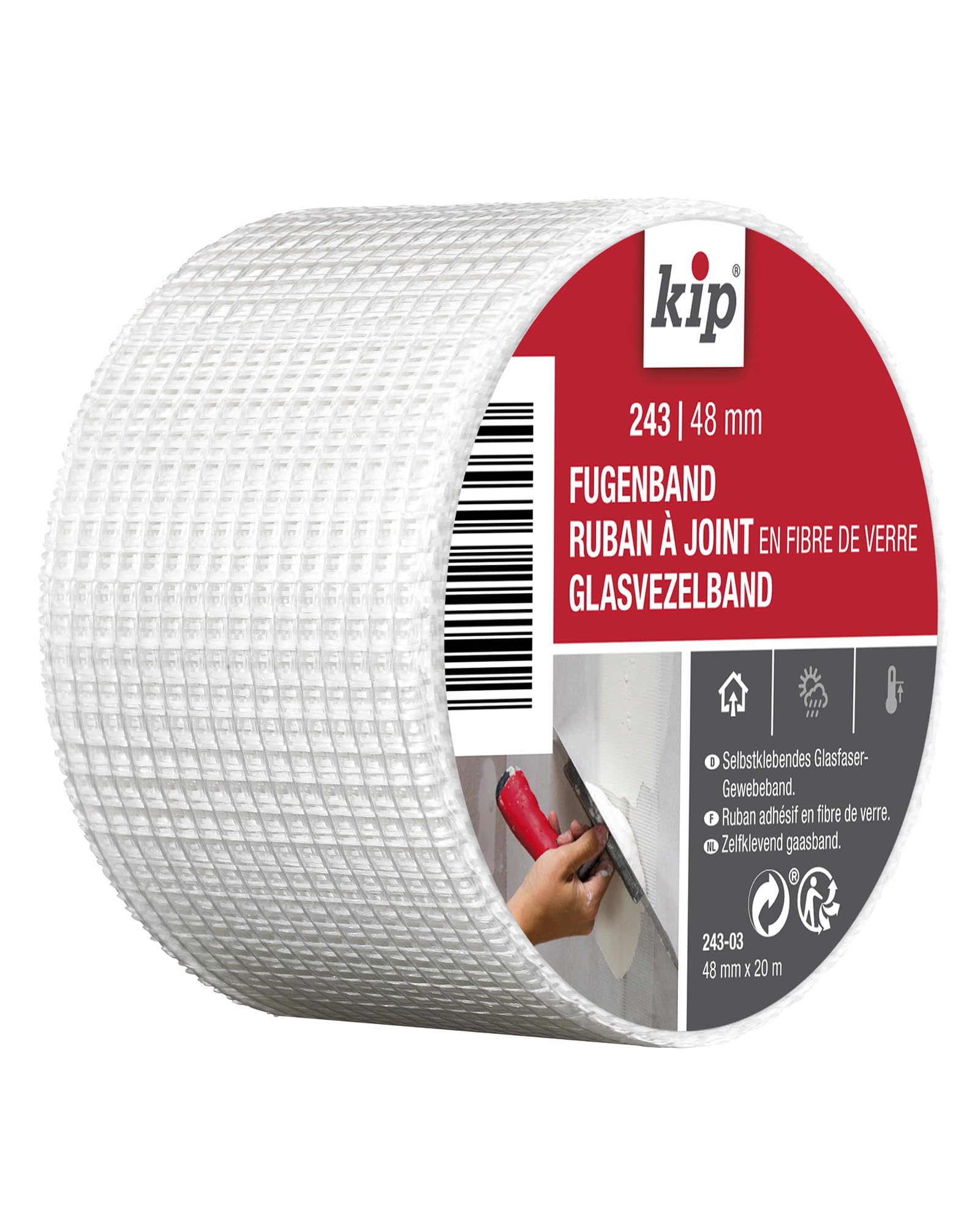 kip-243-fugenband-glasfaser-gewebeband-selbstklebend-48-mm-x-20-m image 1