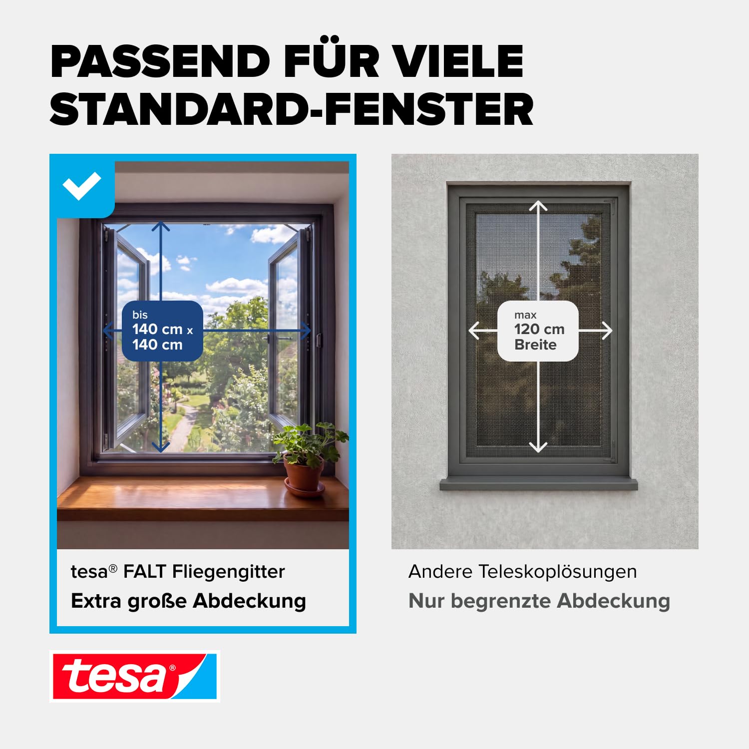 tesa-insect-stop-falt-fliegengitter-fenster-80-140-cm-anthrazit-alu-rahmen image 4