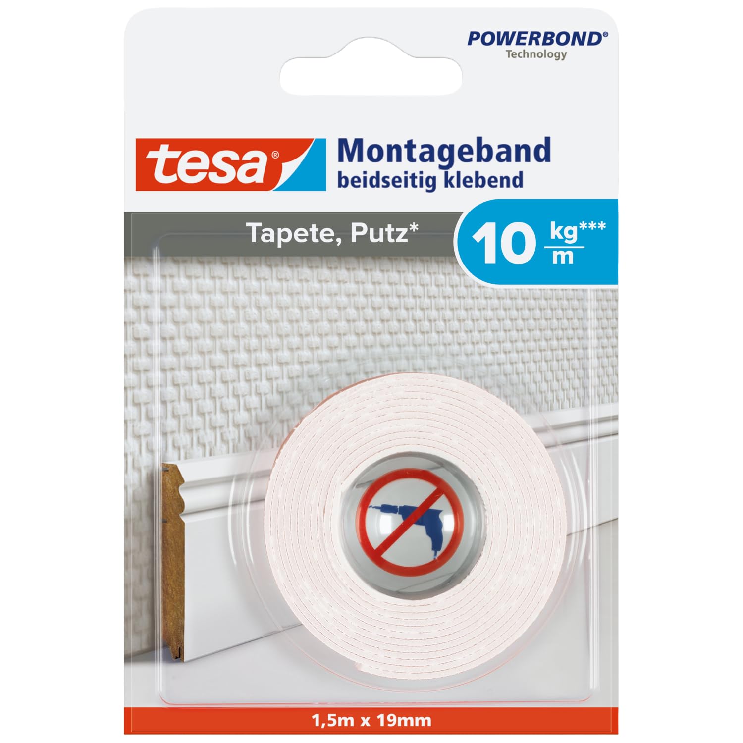 tesa-montageband-tapete-putz-doppelseitiges-klebeband-1-5-m-x-19-mm image 1