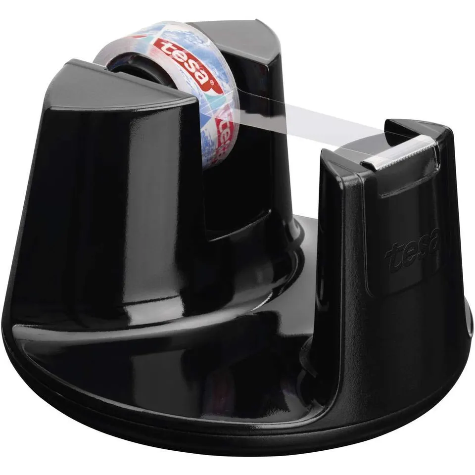 tesa-tischabroller-compact-schwarz-tesafilm-crystal-clear-10-m-x-15-mm image 1