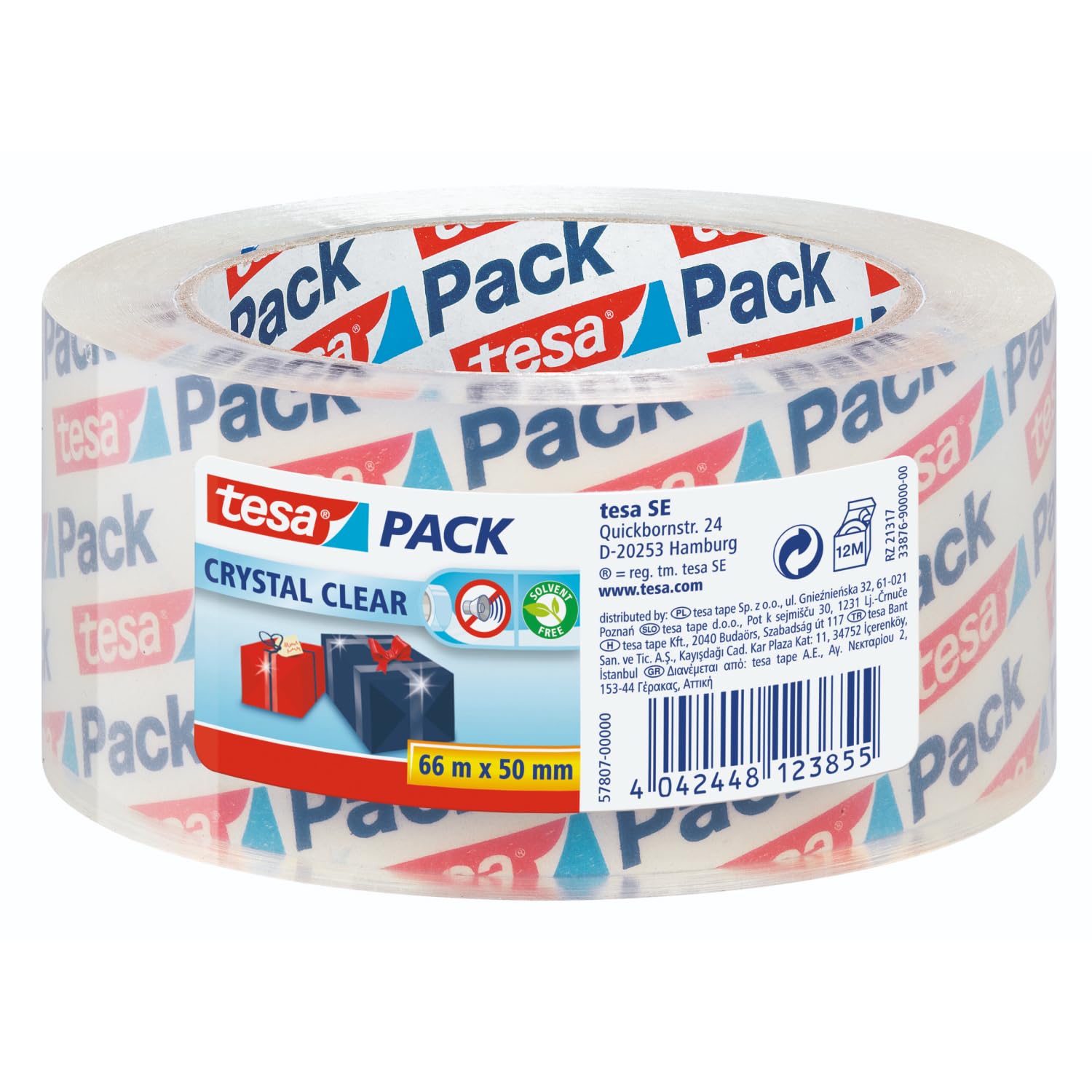 tesa-tesapack-crystal-clear-paketklebeband-66-m-x-50-mm-transparent image 1