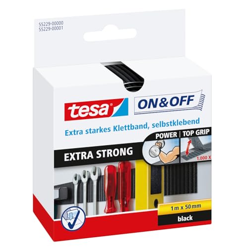 tesa-on-off-extrastarkes-klettband-selbstklebend-100-cm-x-5-cm-schwarz image 8