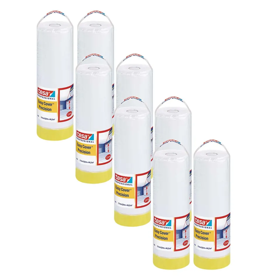 tesa-easy-cover-4365-pr-zision-malerband-mit-folie-8er-pack-17-m-x-2-6-m image 1