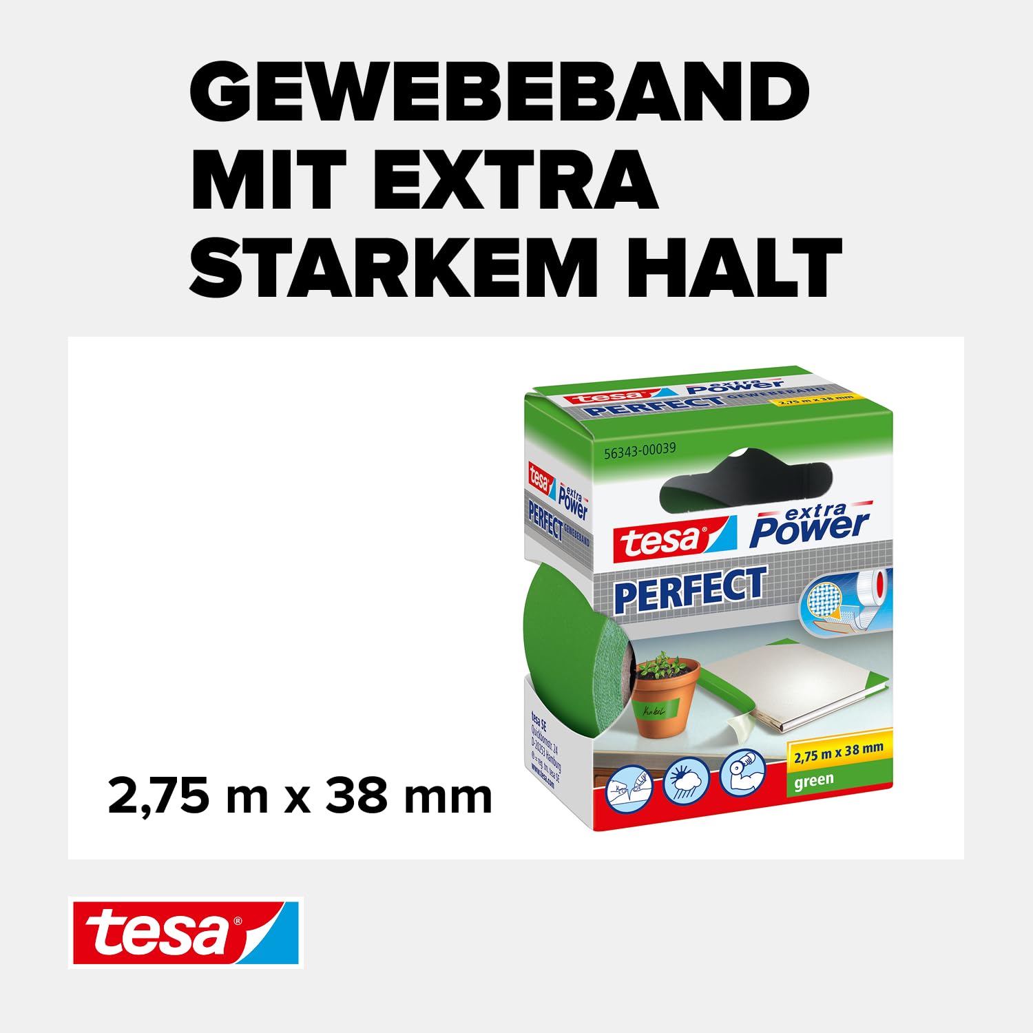 tesa-extra-power-perfect-gewebeband-gr-n-2-75-m-x-38-mm image 3