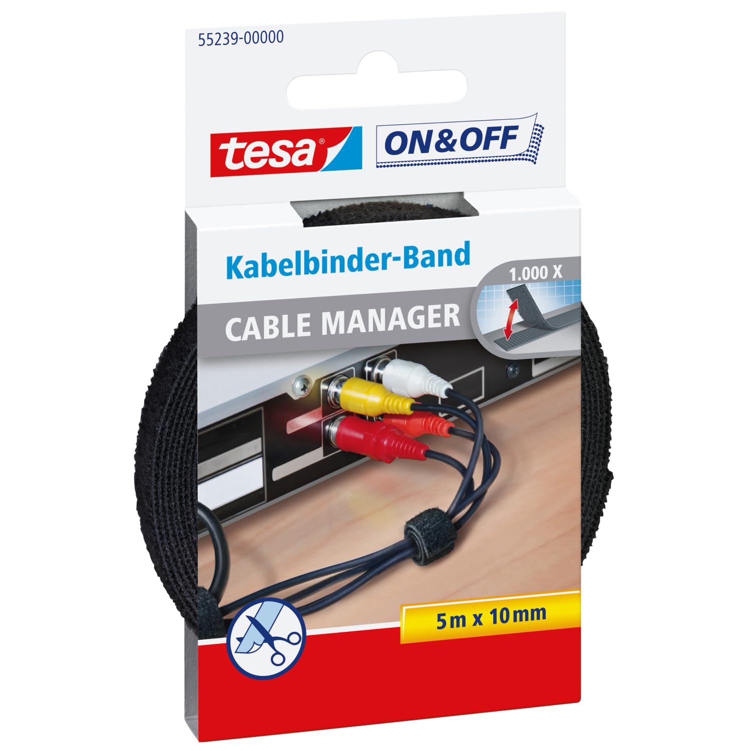 tesa-on-off-cable-manager-universal-klettband-10-mm-x-5-m image 1