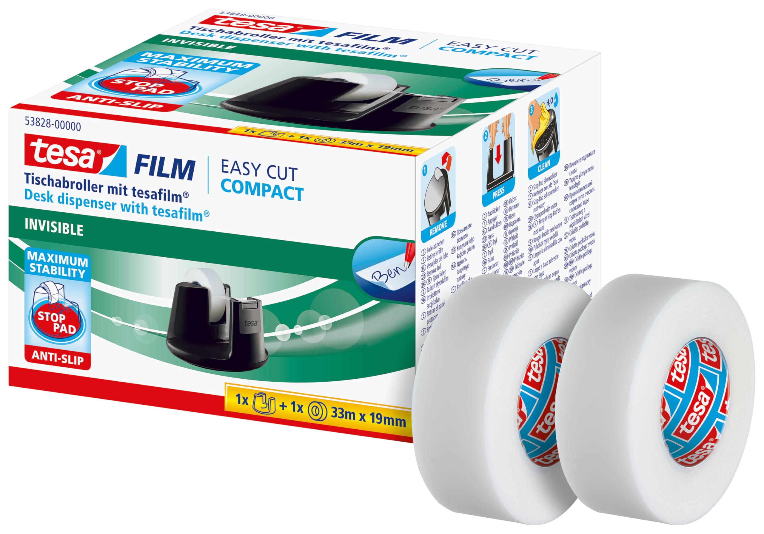 tesa-tischabroller-compact-schwarz-inkl-tesafilm-invisible-33-m-x-19-mm image 4