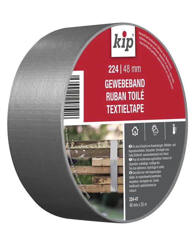 kip-steinband-224-47-gewebeband-48-mm-x-50-m-grau-wasserabweisend image 1