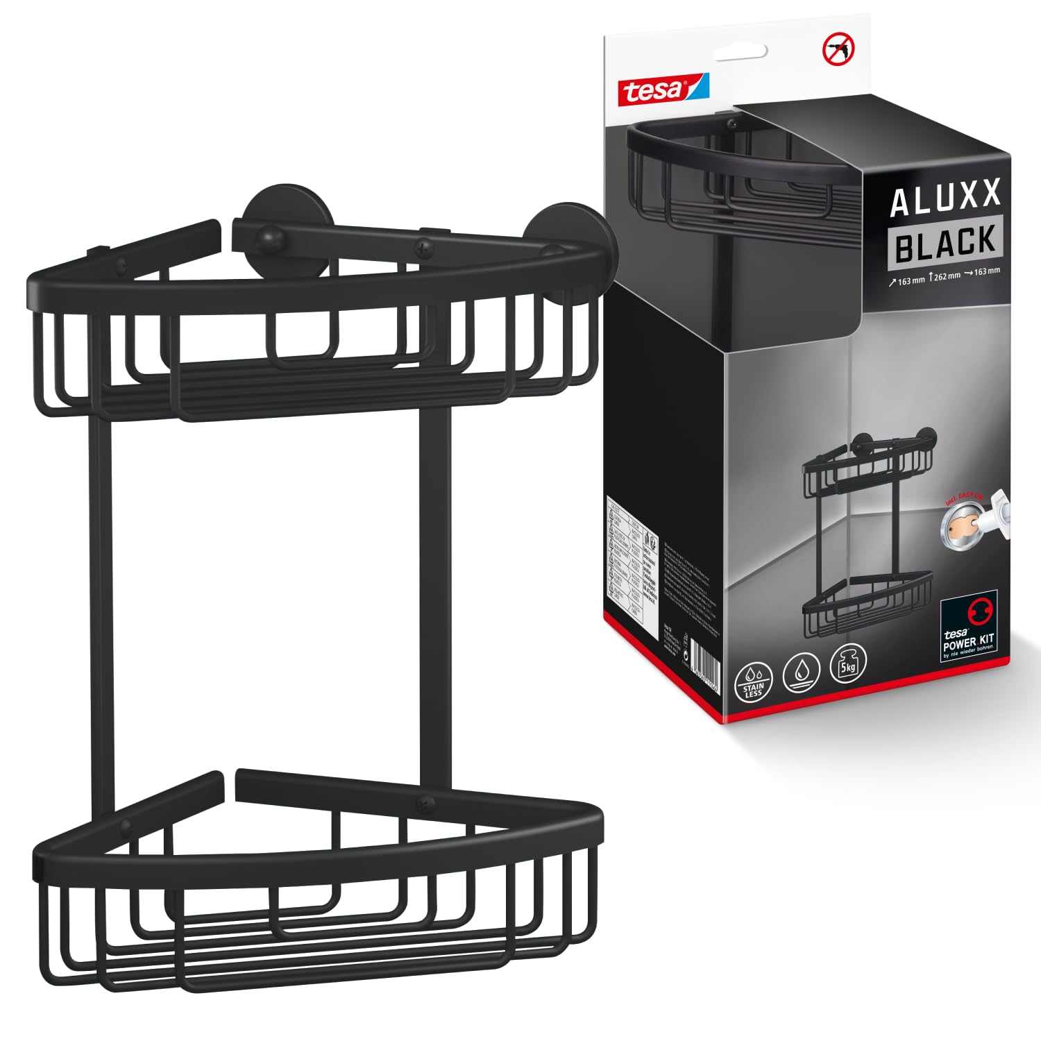 tesa-aluxx-black-duschablage-92-x-250-x-125-mm-schwarz-matt-ohne-bohren image 8