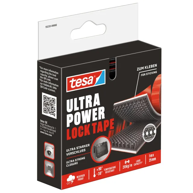tesa-ultra-power-lock-tape-selbstklebendes-klettband-1-m-x-25-mm image 1