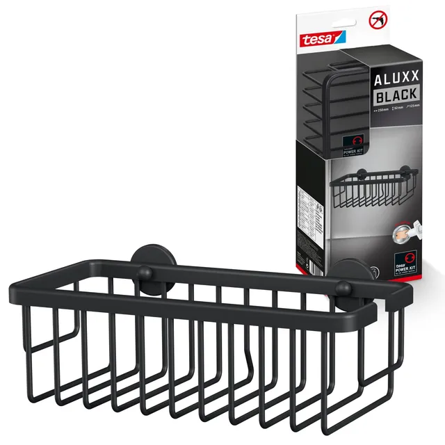 tesa-aluxx-black-duschablage-92-x-250-x-125-mm-schwarz-matt-ohne-bohren image 1