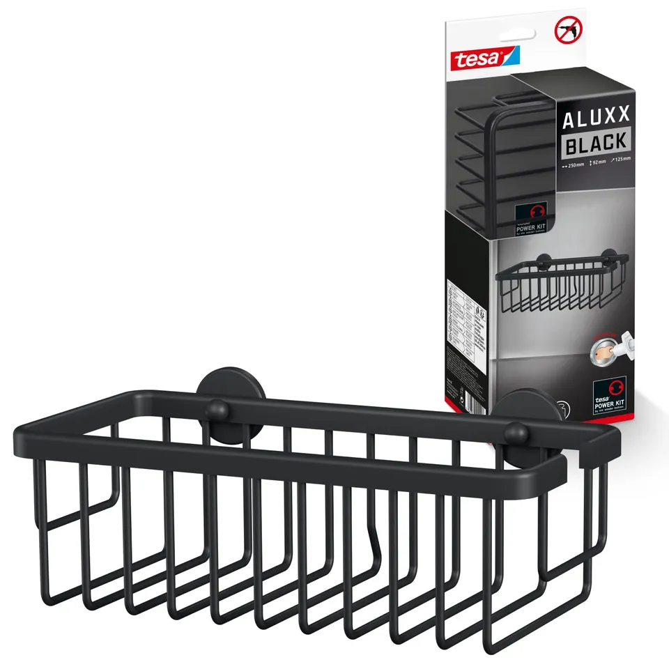 tesa-aluxx-black-duschablage-92-x-250-x-125-mm-schwarz-matt-ohne-bohren image 1