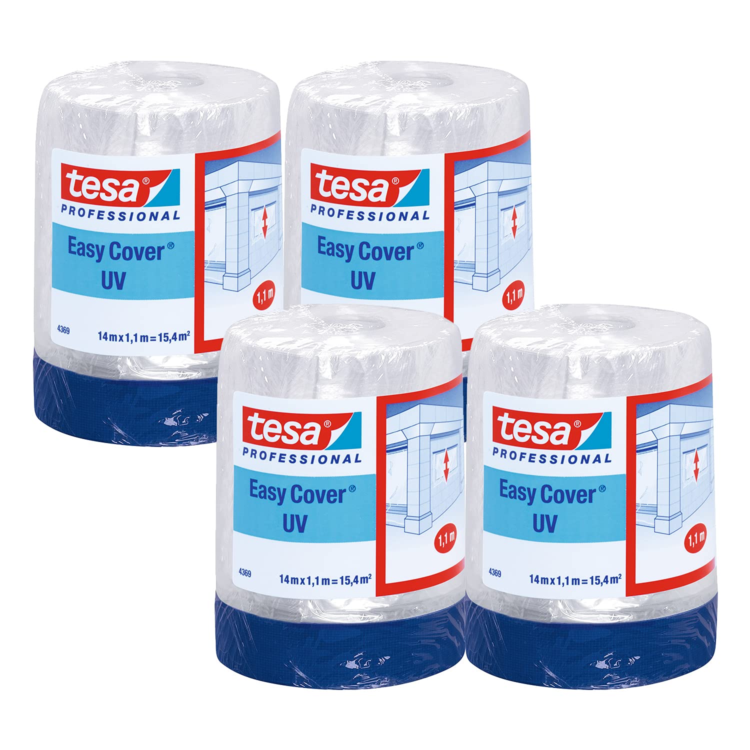 tesa-easy-cover-4369-uv-malerband-mit-folie-blau-8er-pack-14-m-x-1-1-m image 1