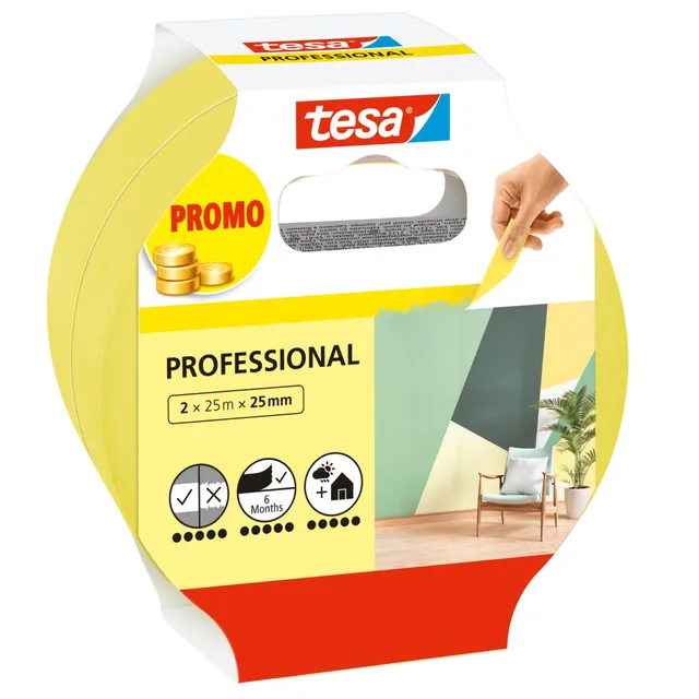 tesa-malerband-professional-gelb-2er-pack-25-m-x-25-mm image 1