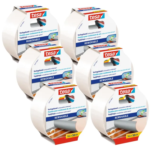 tesa-verlegeband-r-ckstandsfrei-entfernbar-6er-pack-10-m-x-50-mm image 1
