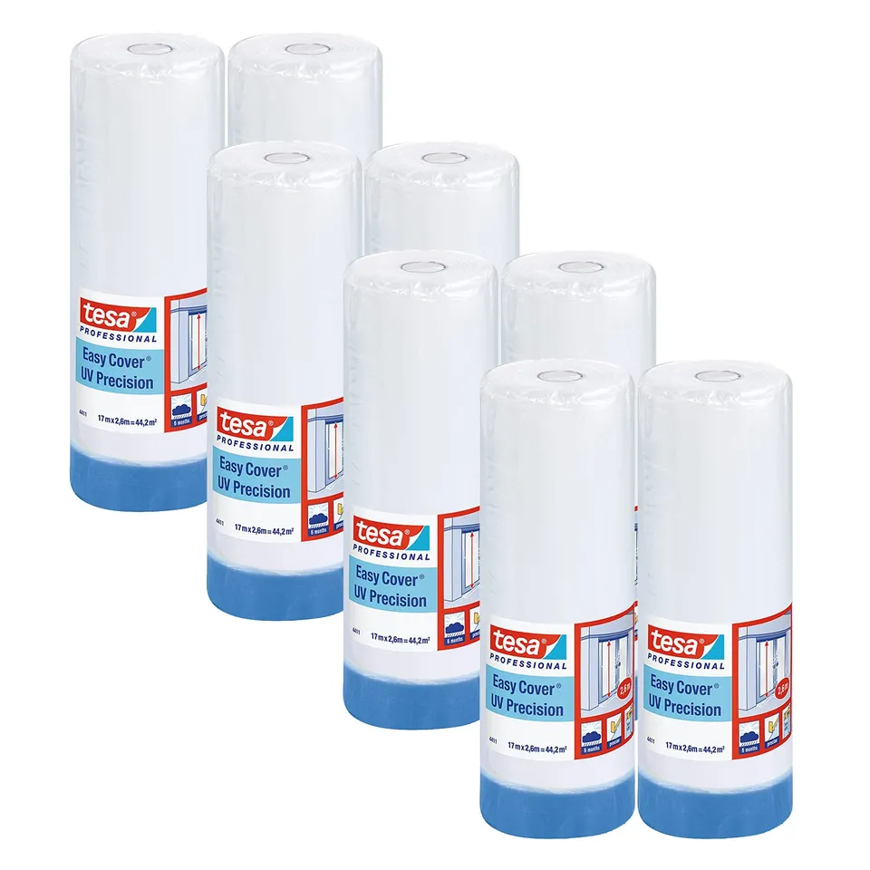 tesa-easy-cover-4411-uv-pr-zision-malerabdeckfolie-8er-pack-17-m-x-2-6-m image 1