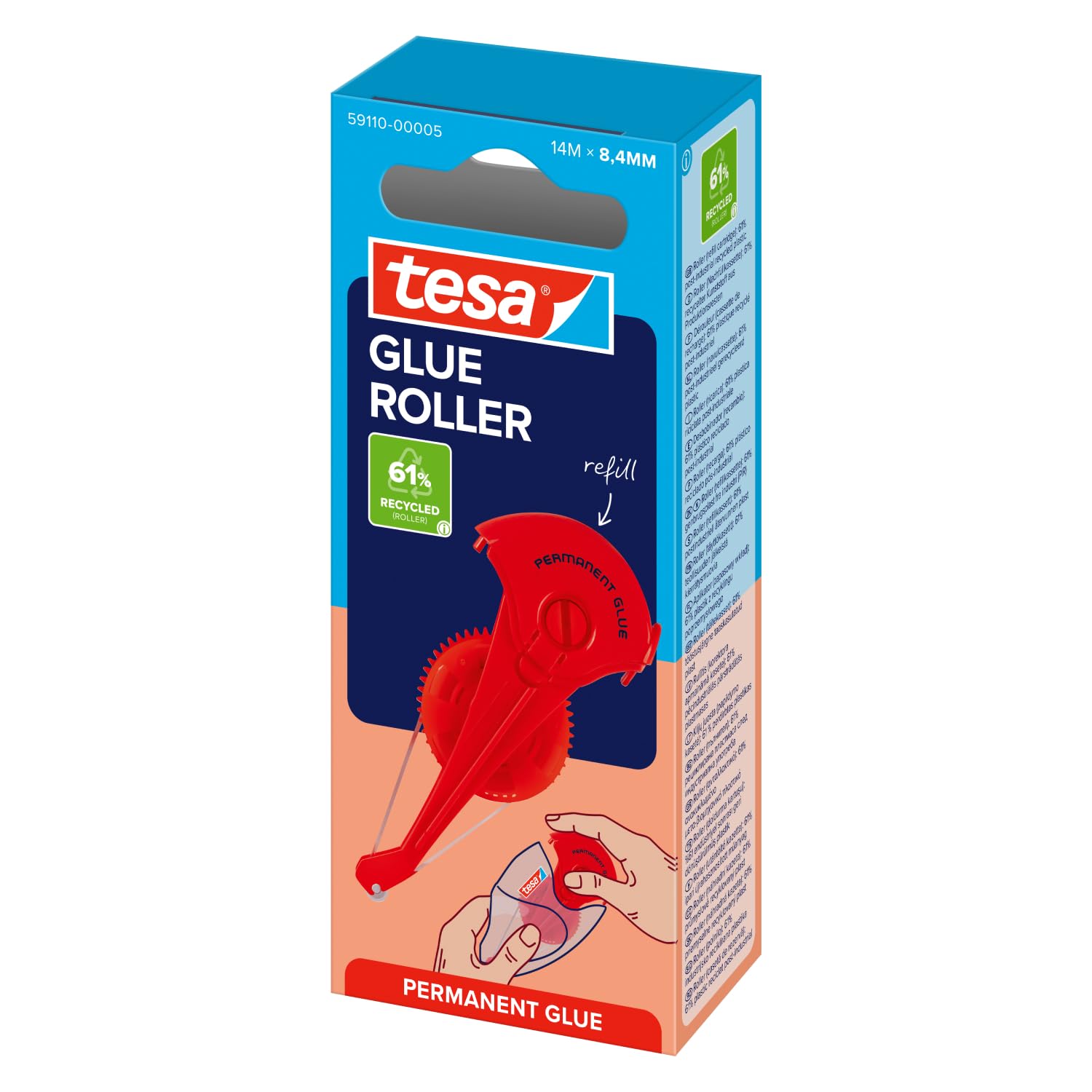 tesa-glue-roller-permanent-nachf-llkassette-14-m-x-8-4-mm image 1