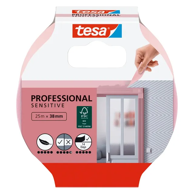tesa-malerband-tapeten-hellrosa-25-m-x-38-mm-f-r-empfindliche-untergr-nde image 1