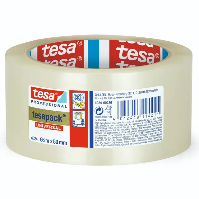 tesa-tesapack-4024-universal-pp-packband-transparent-36-x-66-m-x-50-mm image 1