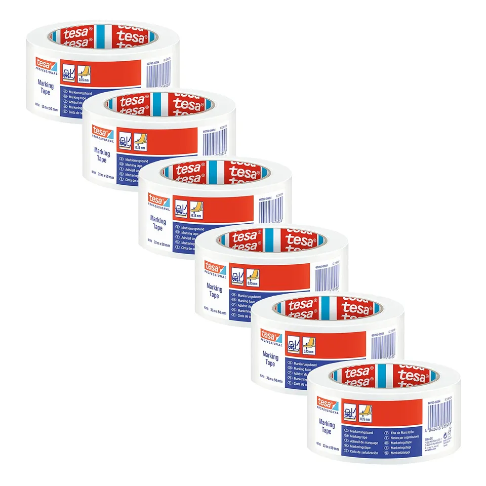 tesa-60760-markierungsband-6-rollen-33-m-x-50-mm-wei image 1