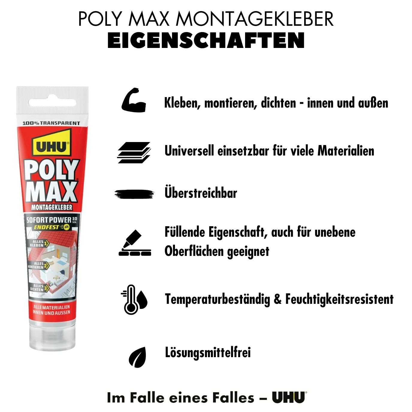 uhu-poly-max-montagekleber-10-sek-sofort-power-tube-115-g-transparent image 3