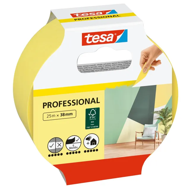 tesa-malerband-professional-malerkrepp-gelb-25-m-x-38-mm image 1