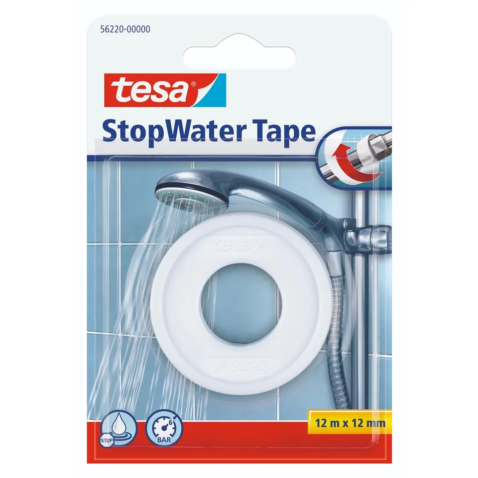 tesa-stopwater-dichtungsband-ptfe-wei-12-m-x-12-mm-wasserdicht-bis-6-bar image 1