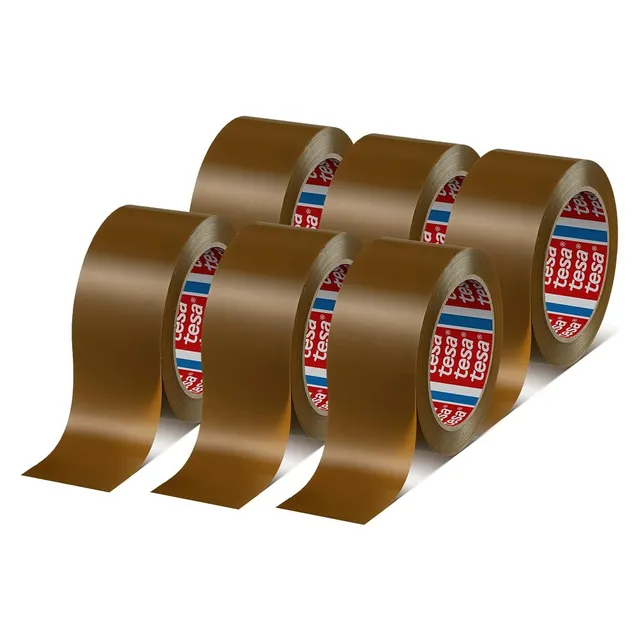 tesa-tesapack-4124-pvc-paketklebeband-braun-66-m-x-50-mm-6-rollen-profi-pack image 1