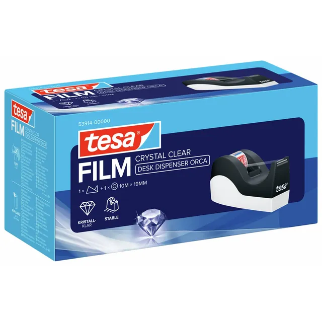 tesa-tischabroller-easy-cut-orca-mit-tesafilm-crystal-clear image 1