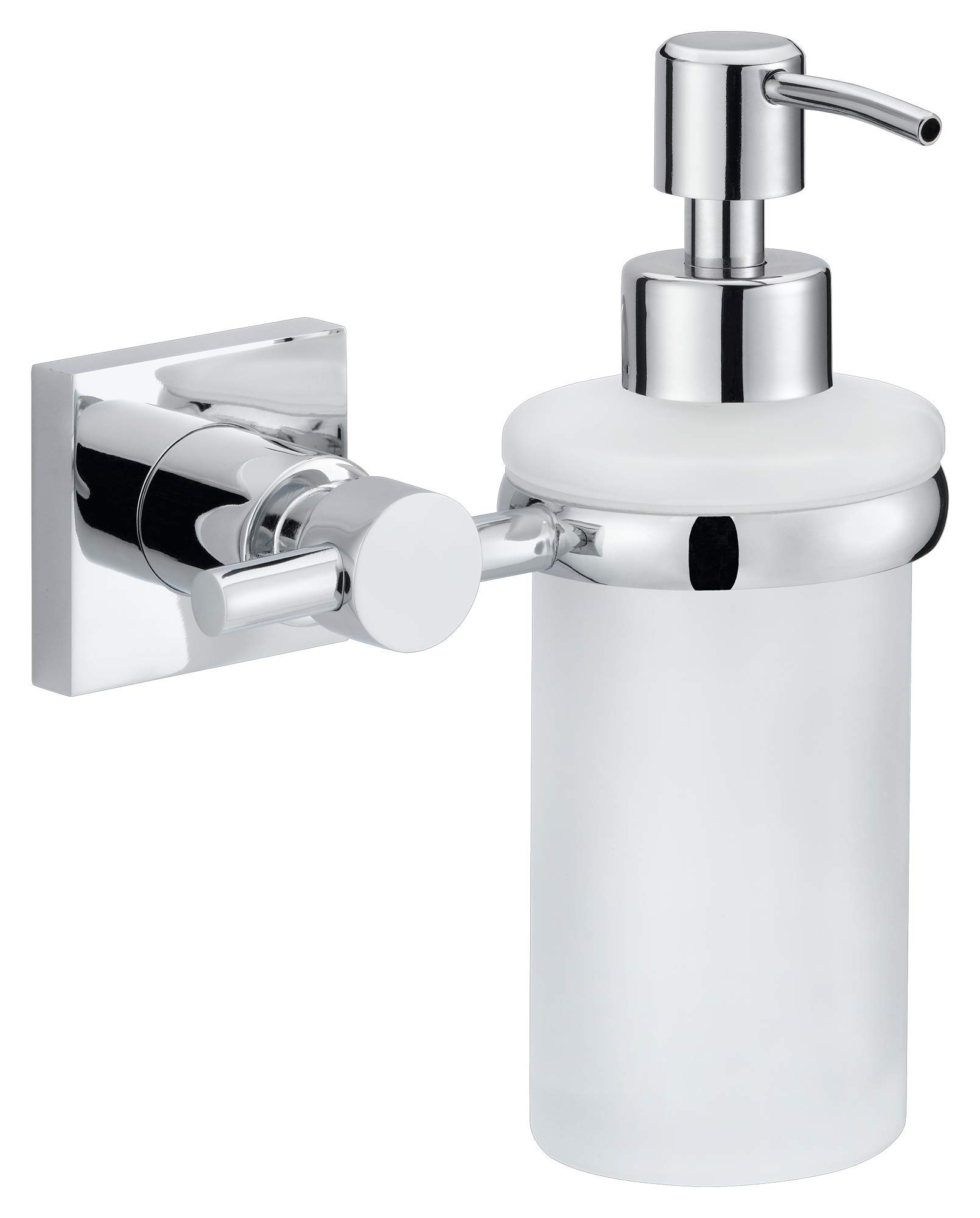 tesa-hukk-seifenspender-set-200-ml-verchromter-edelstahl-mit-satiniertem-glas image 1