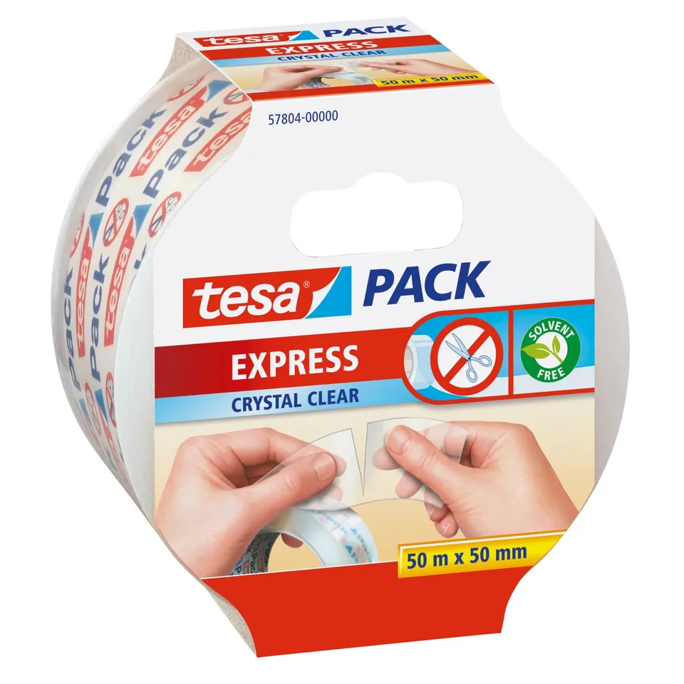tesa-tesapack-express-crystal-clear-paketklebeband-50-m-x-50-mm-1-rolle image 1