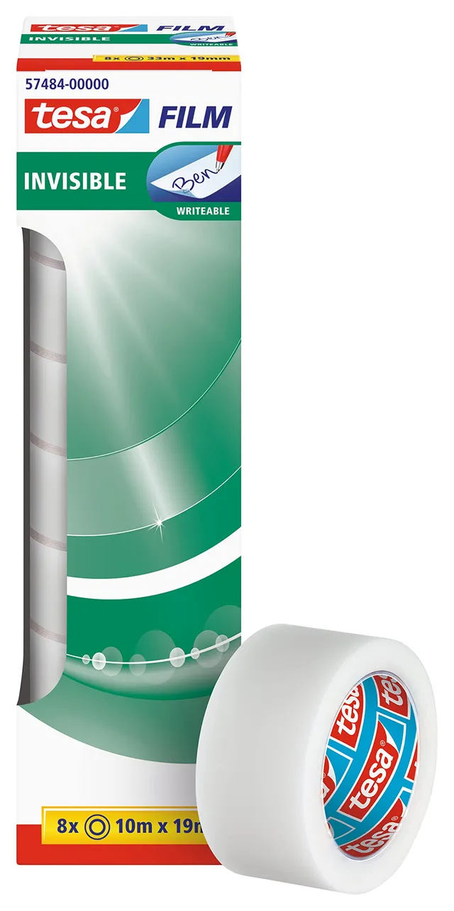 tesa-tesafilm-invisible-10-m-x-19-mm-8er-pack-matt-transparentes-klebeband image 1