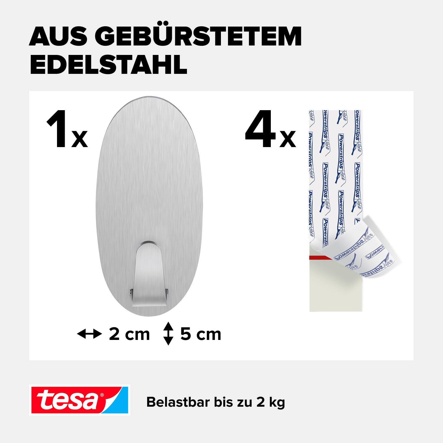 tesa-powerstrips-haken-large-metall-oval-geb-rsteter-edelstahl-2-kg image 3