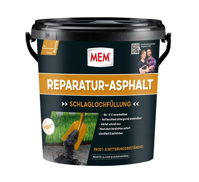 mem-reparatur-asphalt-10-kg-kaltverarbeitbarer-schwarzdeckaufstrich-gegen-schlag image 1