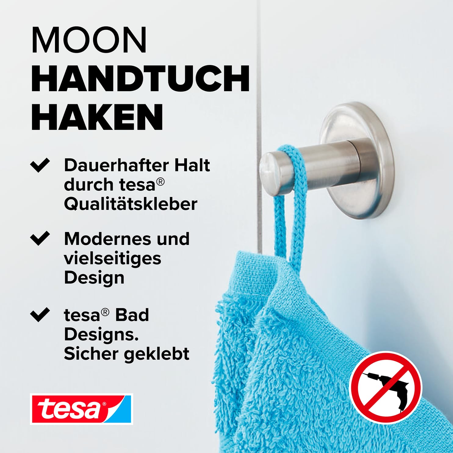 tesa-moon-klebehaken-36-mm-x-36-mm-verchromter-bad-wandhaken-bis-4-kg image 2