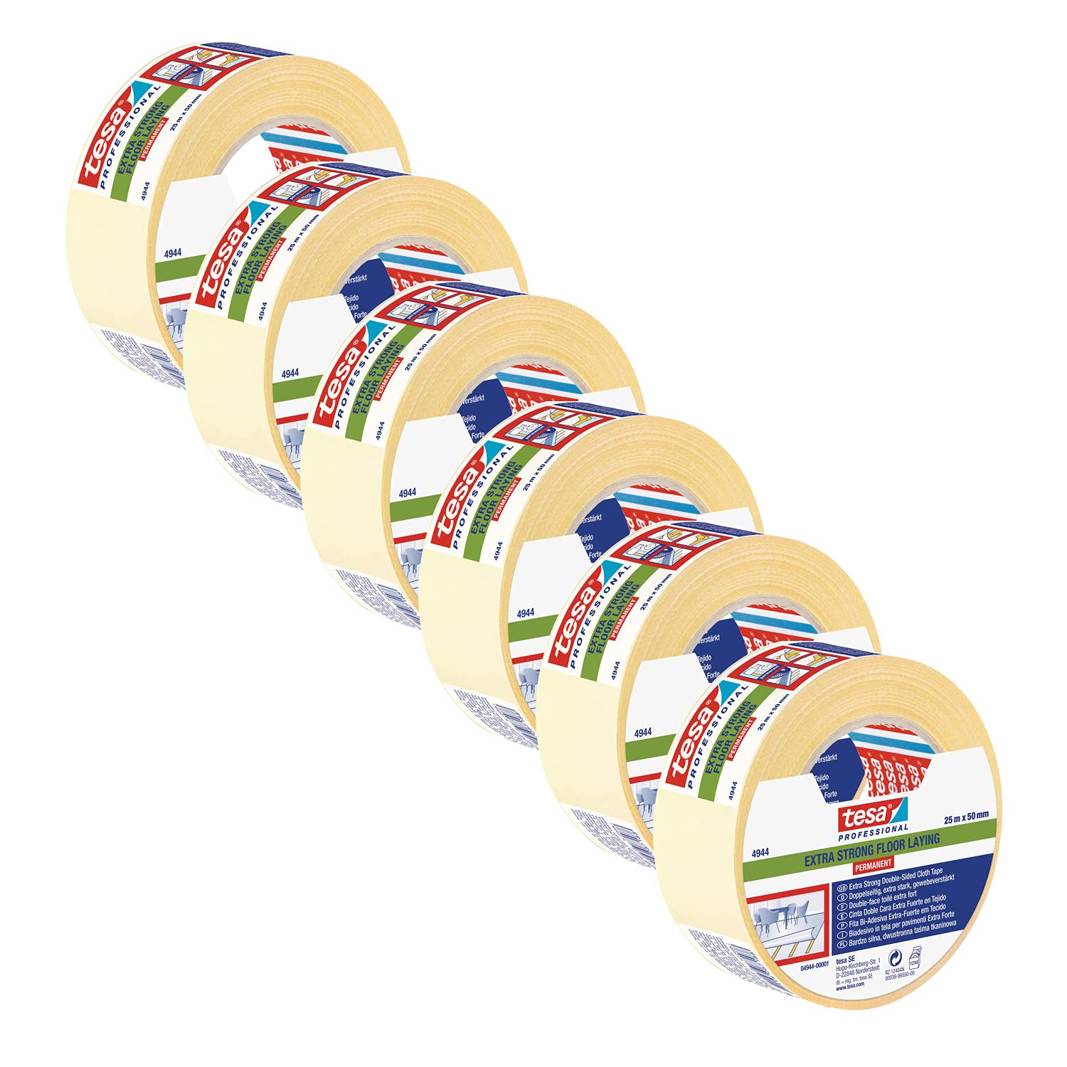 tesa-tesafix-4944-verlegeband-extra-stark-2-1-09-pack-25-m-x-5-cm-transparent image 1
