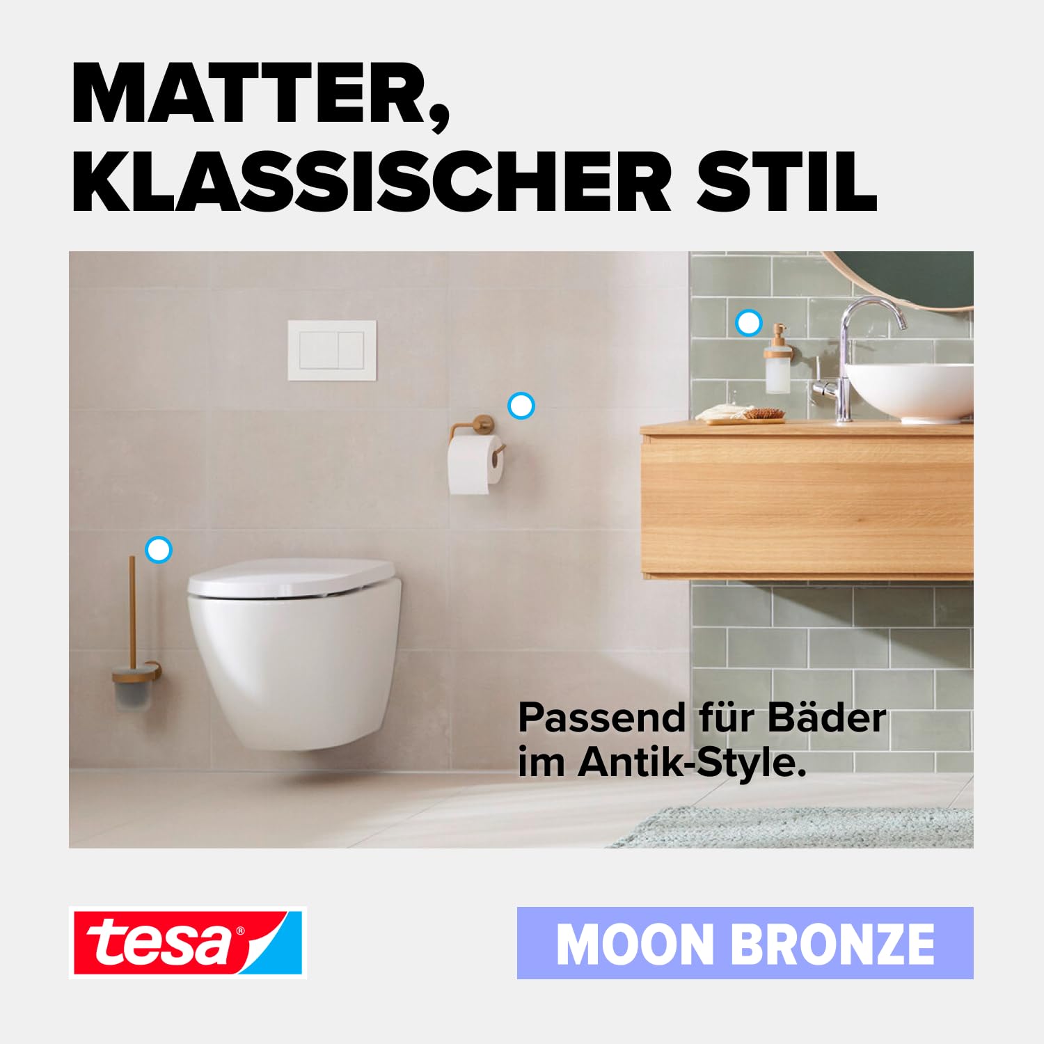 tesa-moon-bronze-handtuchhaken-37-x-37-x-36-mm-pvd-metall-ohne-bohren image 6