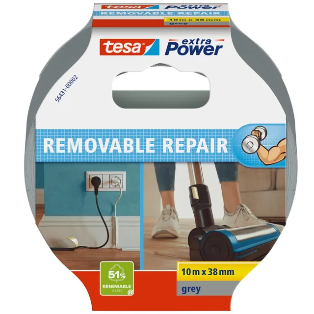 tesa-extra-power-eco-repair-gewebeband-grau-10-m-x-38-mm-64-biobasiert image 1