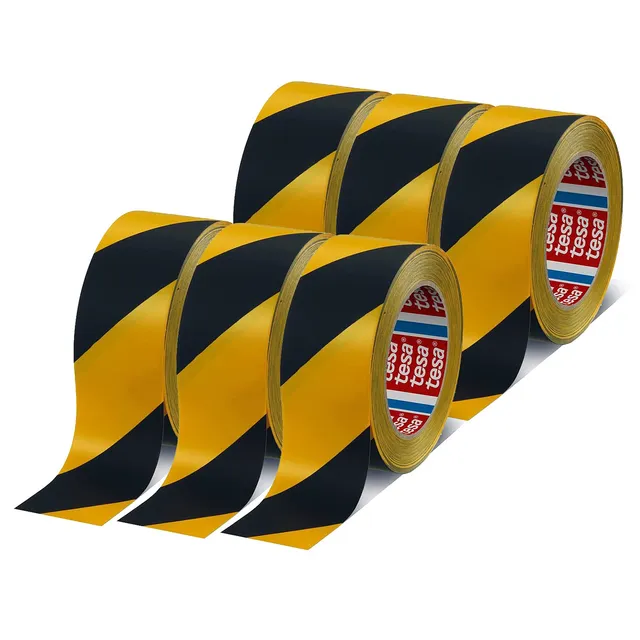 tesa-60760-markierungsband-6-rollen-33-m-x-50-mm-schwarz-gelb image 1