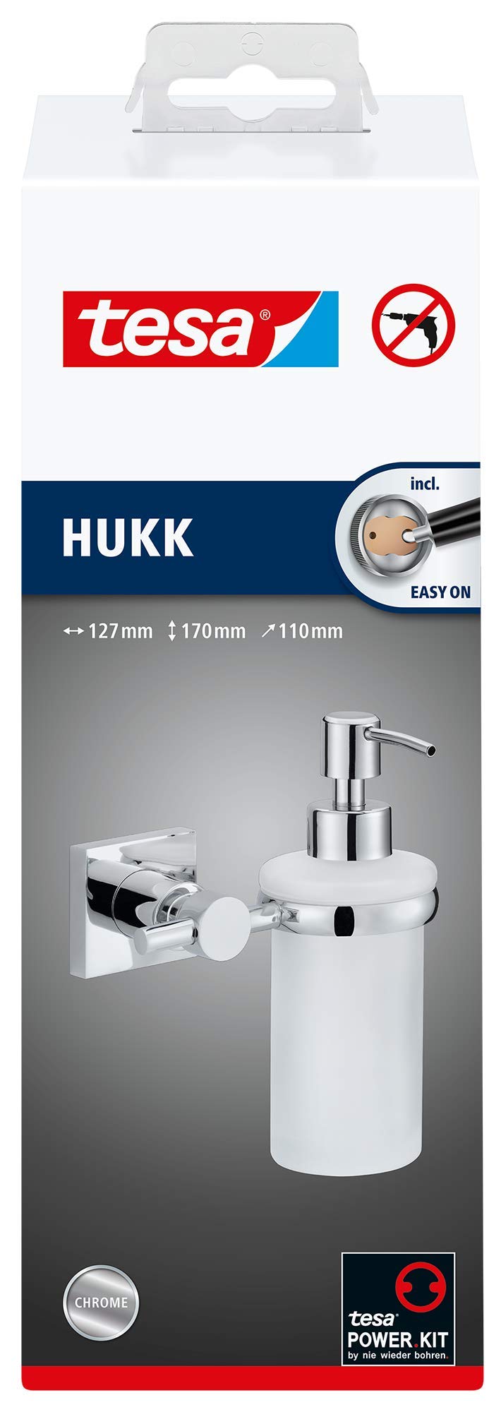 tesa-hukk-seifenspender-set-200-ml-verchromter-edelstahl-mit-satiniertem-glas image 3