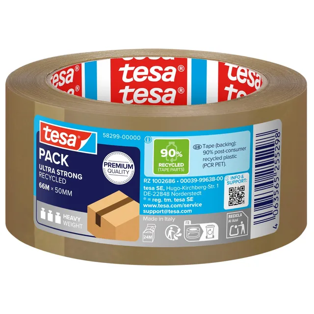 tesa-tesapack-ultra-strong-recycled-packband-66-m-x-50-mm-braun image 1