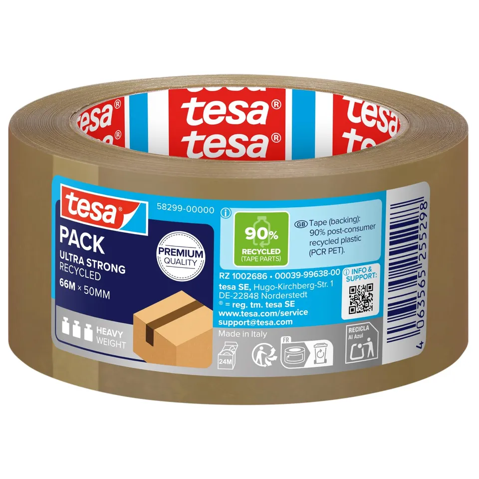 tesa-tesapack-ultra-strong-recycled-packband-66-m-x-50-mm-braun image 1