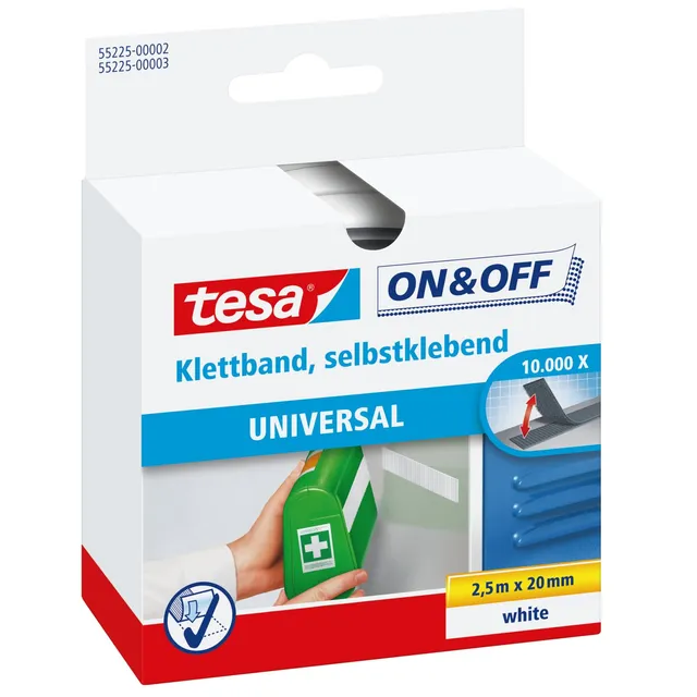 tesa-on-off-klettband-zum-aufkleben-wei-2-cm-x-250-cm image 1