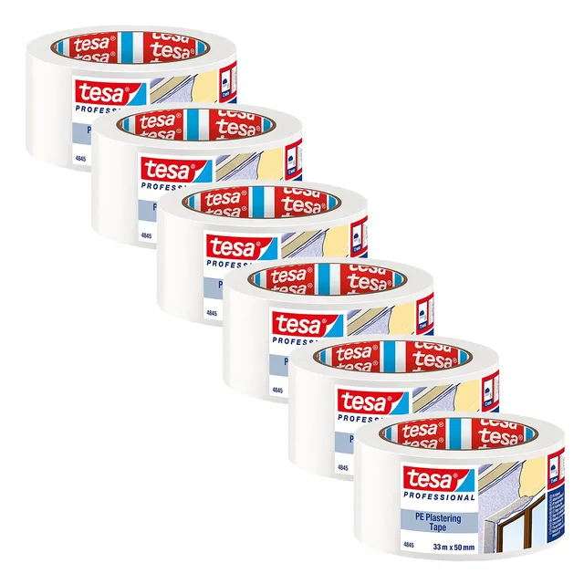tesa-pe-putzband-4845-abdeckband-6er-pack-wei-33-m-x-50-mm image 1