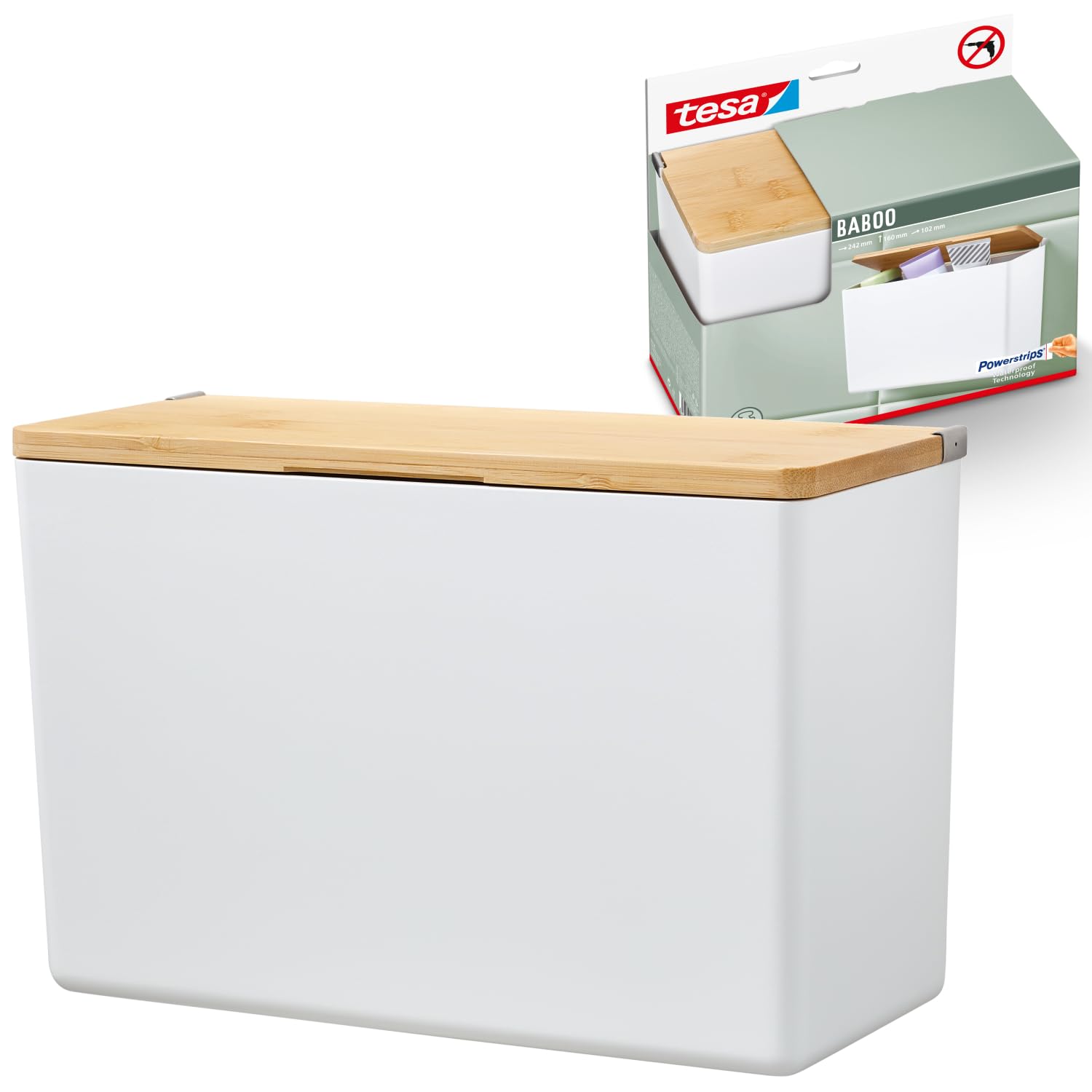 tesa-baboo-badorganizer-m-bad-aufbewahrungsbox-matt-wei-mit-bambus-deckel-242-mm image 8