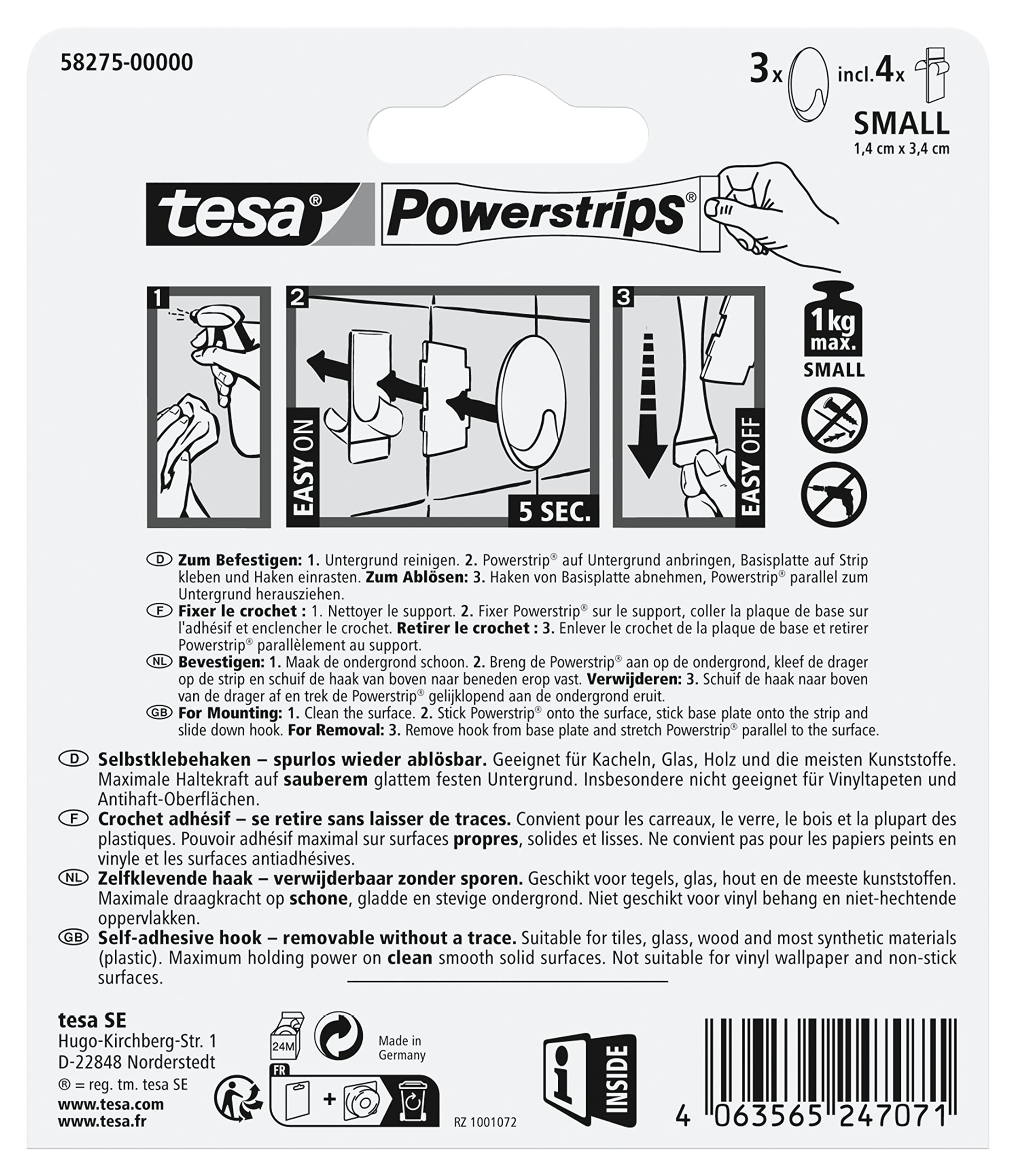 tesa-powerstrips-klebehaken-small-oval-schwarz-3er-pack-1-kg-ohne-bohren image 4