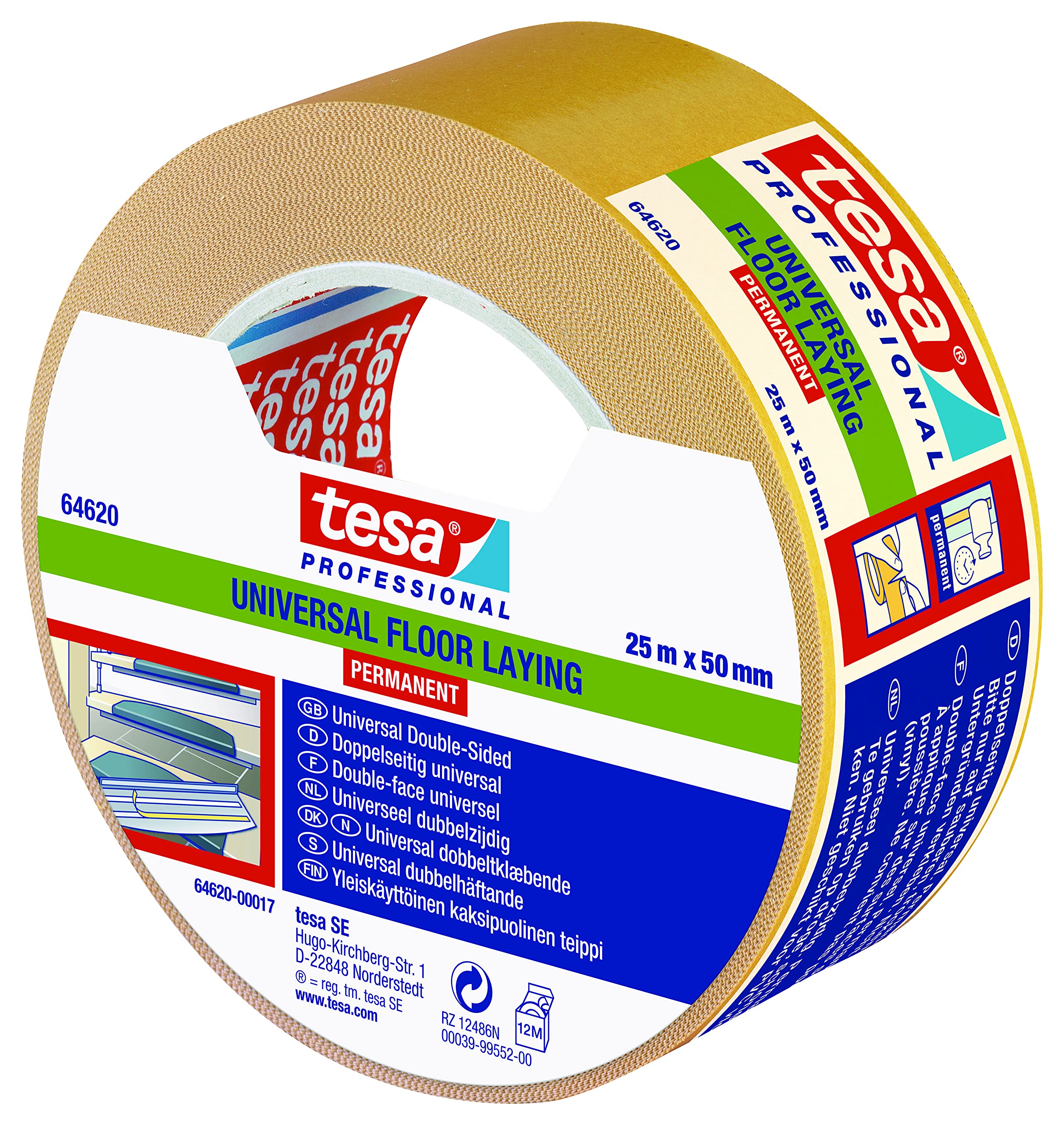 tesa-tesafix-64620-verlegband-universal-teppichband-6-x-25-m-x-5-cm-wei image 3