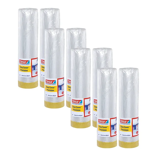 tesa-easy-cover-4365-pr-zision-malerband-mit-folie-8er-pack-33-m-x-2-1-m image 1