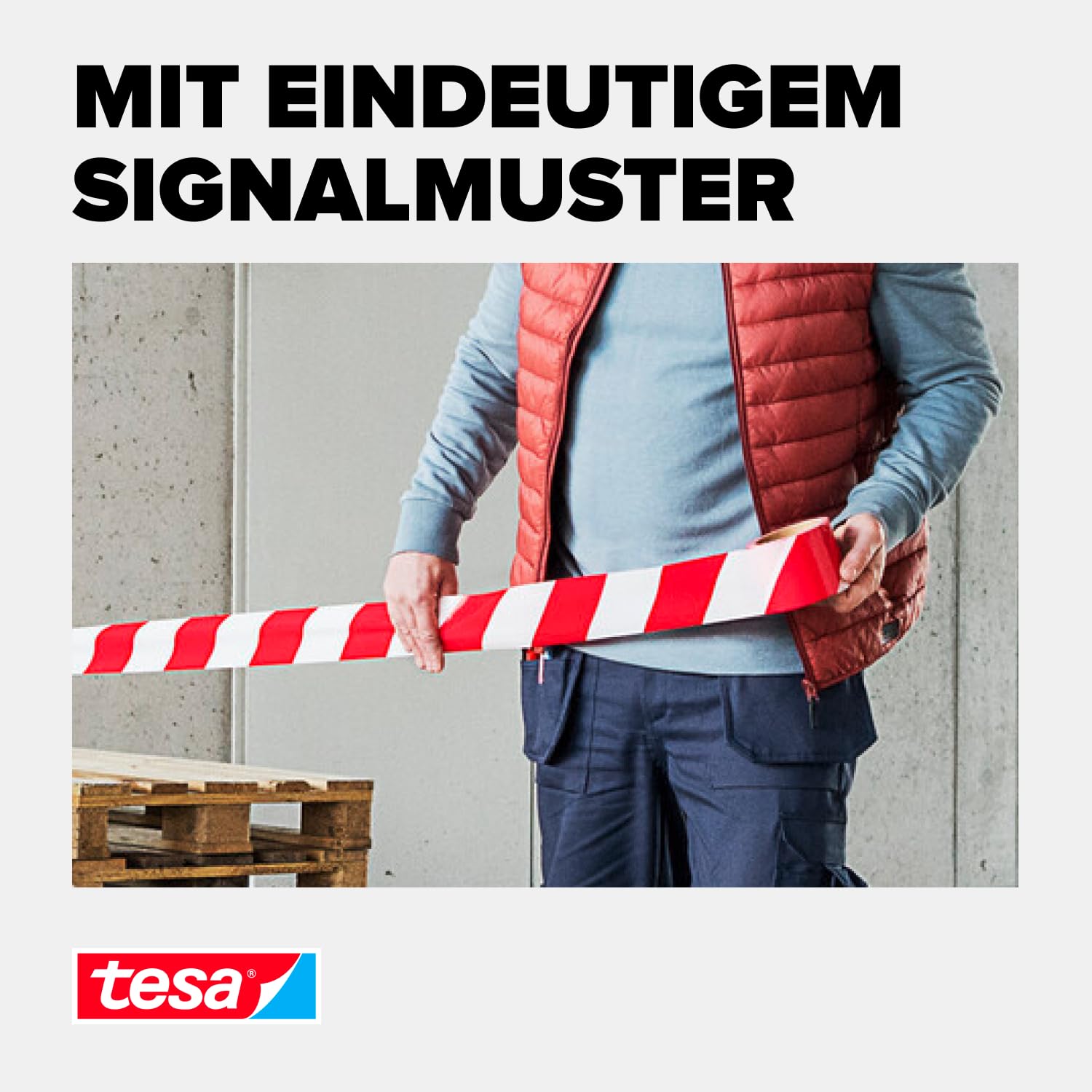 tesa-signal-absperrband-4er-pack-100-m-x-80-mm-rot-wei-nicht-klebend image 5