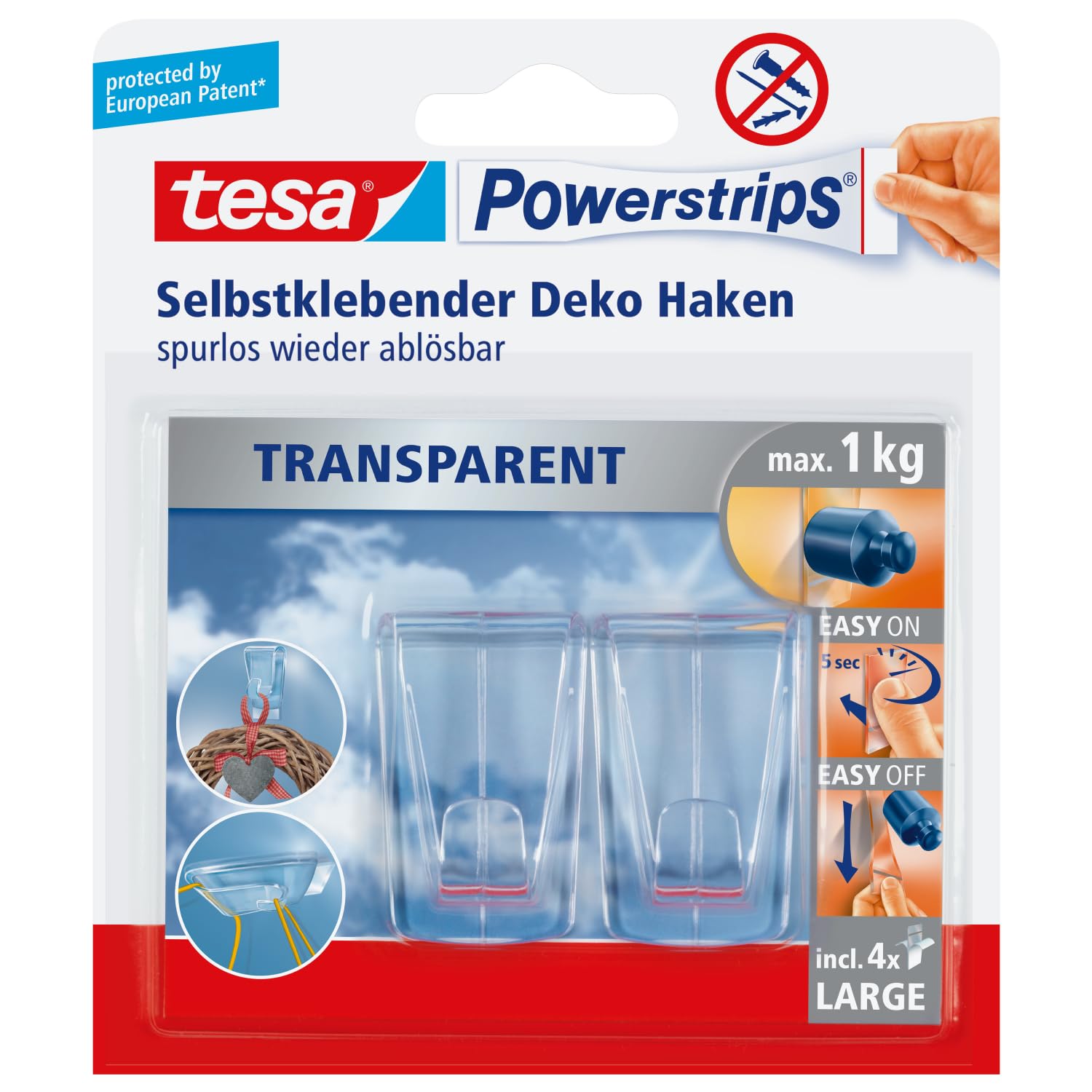 tesa-powerstrips-deco-haken-small-transparent-5x-haken-bis-200-g image 8