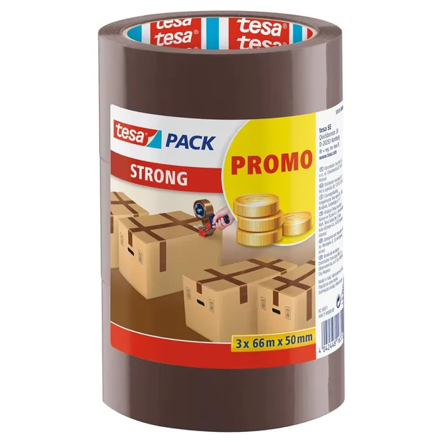 tesa-tesapack-strong-paketklebeband-pp-66-m-x-50-mm-braun-3-rollen image 1